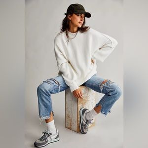 NWT Free People Easy Street Tunic Sweater in Painted White